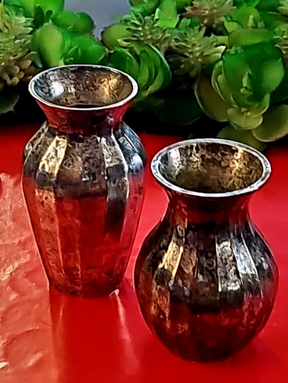 Restoration Hardware Silver-Tone Fluted Decorative Vases - Set of 2